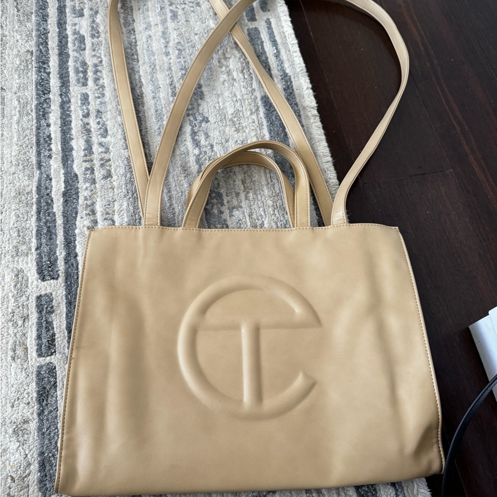 Telfar Tan Tote Bag Spacious Leather-Like Design